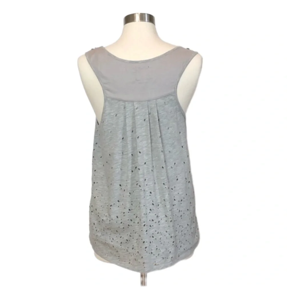 Anthropologie Deletta Gray Beaded Tank Top with Cut Outs - Picture 7 of 16